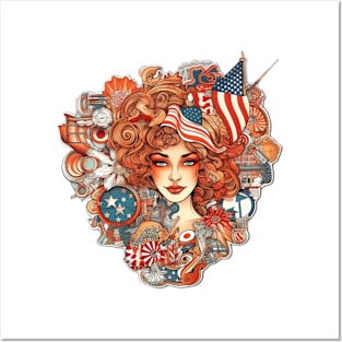 American Beauty - Patriotic Woman Design Posters and Art